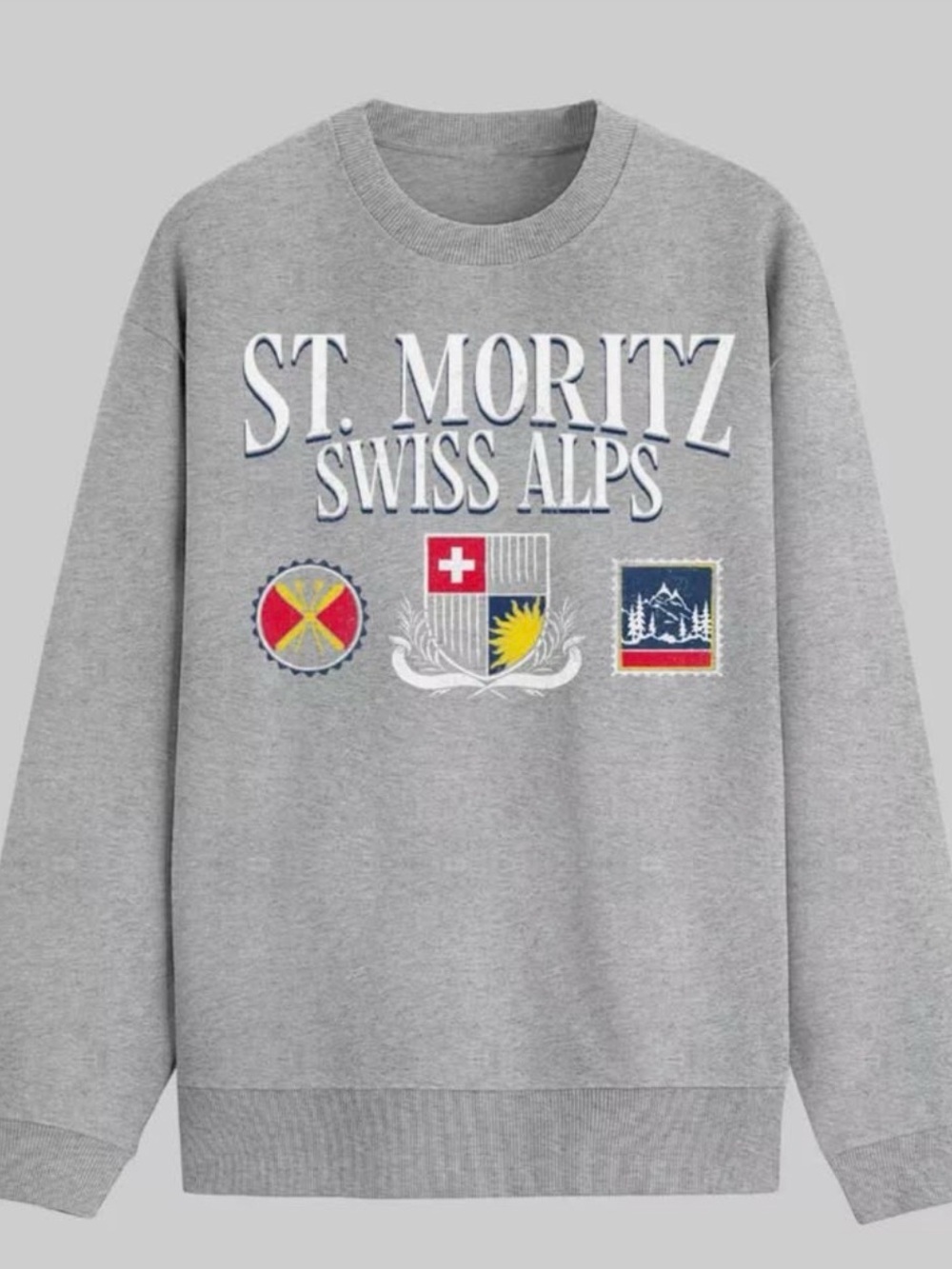 MAD Engine Grey St. Moritz Swiss Alps Graphic Crewneck Size Large *NEW